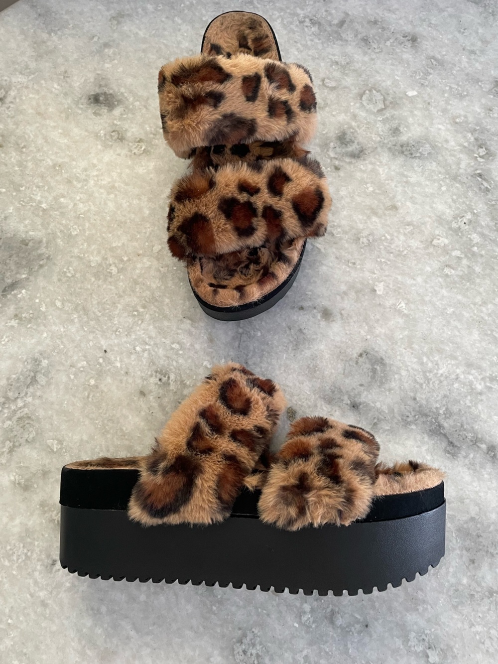 Madden Girl Leopard Fur Platform Sandals